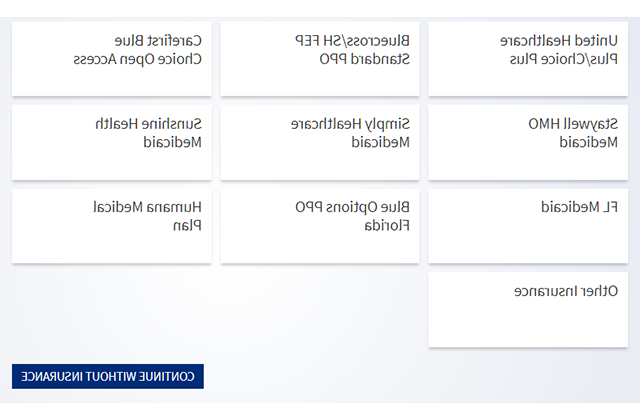 Selections for different insurances shown.